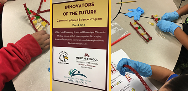 Students from Nett Lake Elementary make DNA models at the Duluth Campus of the University of Minnesota Medical School